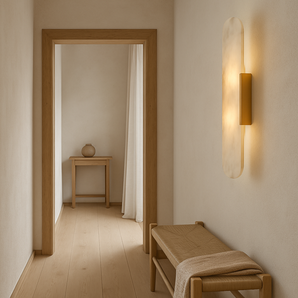 Modern Marble Wall Lamp | Real Stone Sconce | Dimmable LED | Gold or Black