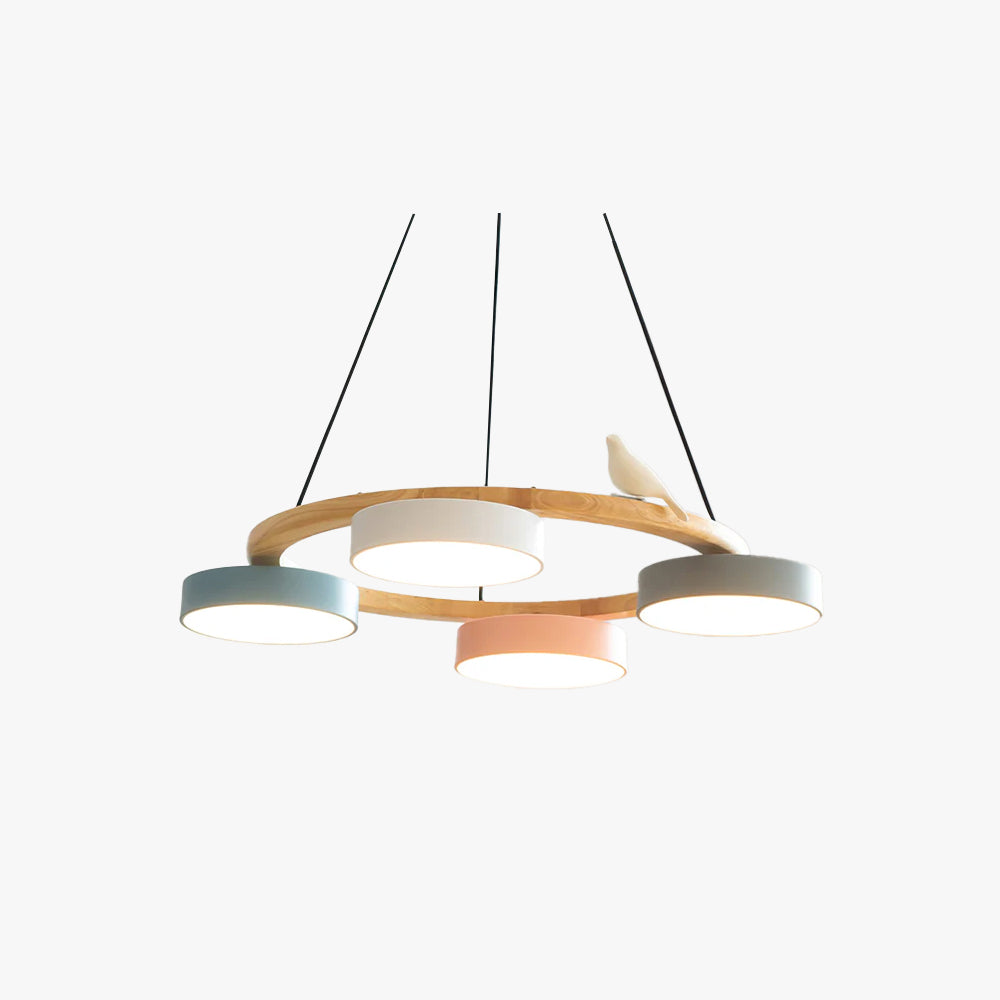 Morandi Style Chandelier | 25.6/28.3 x 5.5 in | Metal, Wood, Resin, Acrylic | Adjustable Pendant | Brick by Brick