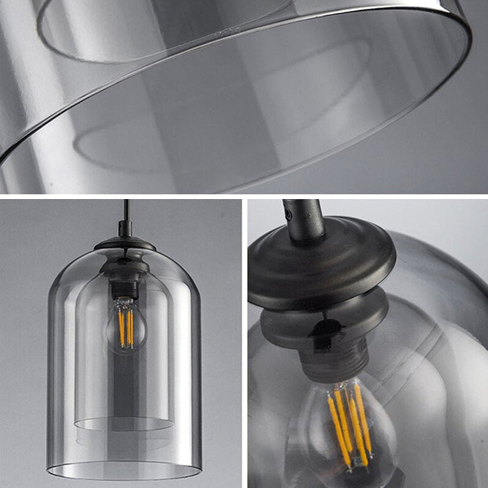 Double Layer Pendant Light | H8.66 in | Modern Glass Ceiling Fixture | Minimalist Small Hanging Lamp | Brick by Brick