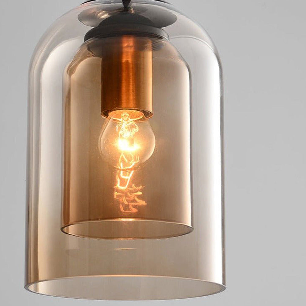 Double Layer Pendant Light | H8.66 in | Modern Glass Ceiling Fixture | Minimalist Small Hanging Lamp | Brick by Brick