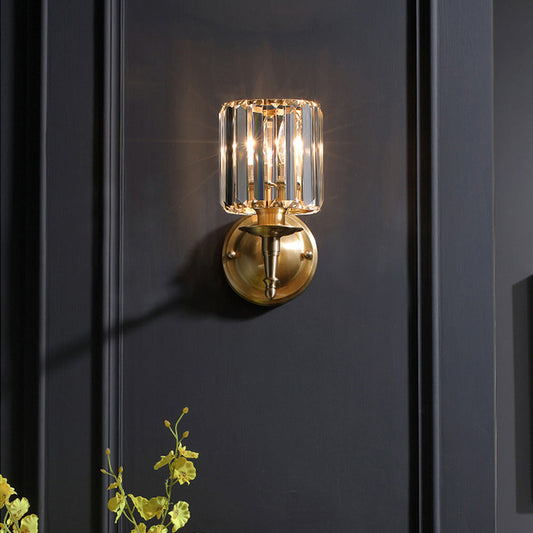 Luxury Crystal Small Wall Light | Brass & Crystal | 5.9″ W × 11.8″ H | Brick by Brick