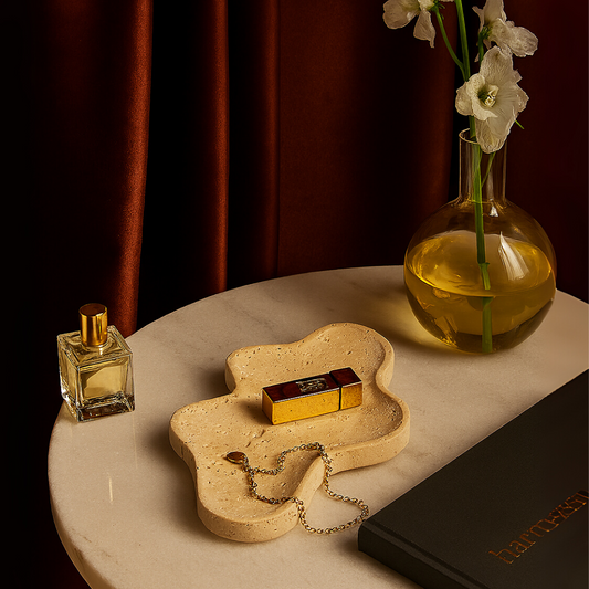 Travertine Cloud Tray | 6.9 × 5.5 × 1.4 in | Organic Freeform Stone Dish | Jewelry & Key Holder | Brick by Brick