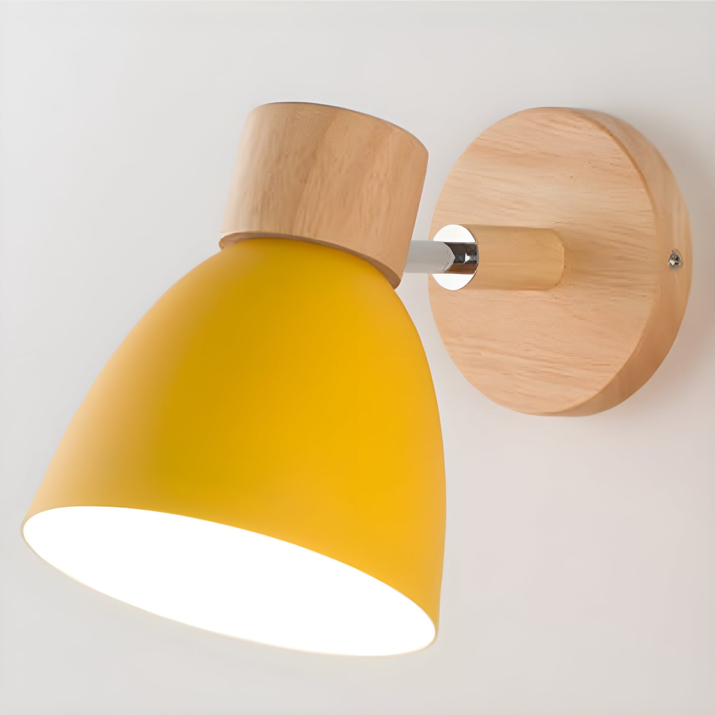 Nordic Wooden Wall Lamp | Compact E27 Light with Switch | Natural Wood