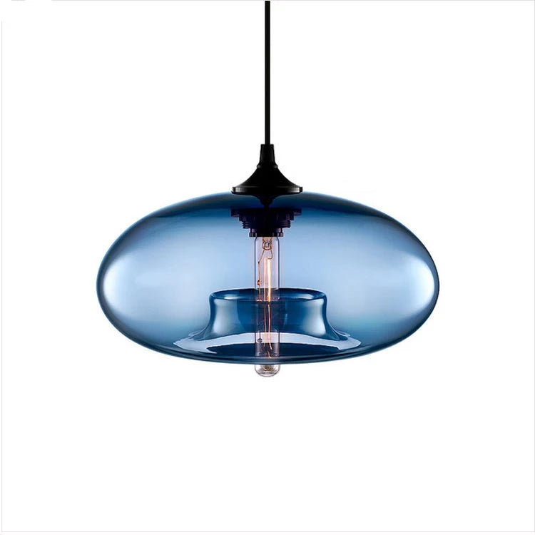 Nordic Glass Pendant Light | 11 x 6 in | Contemporary Hanging Ceiling Lamp | Colorful Fixture | Brick by Brick