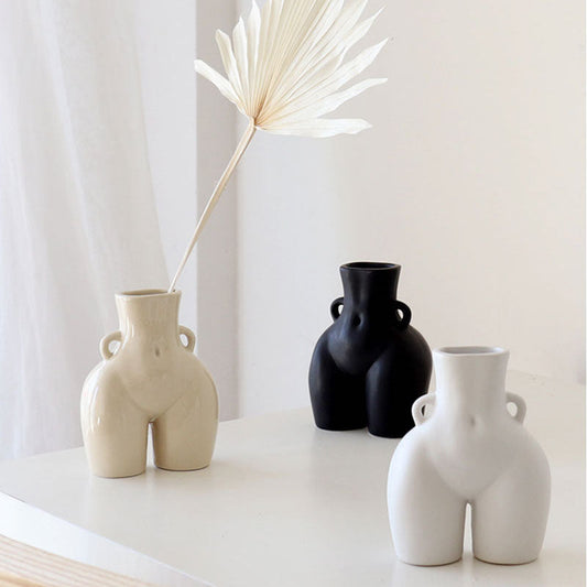 Ceramic Body Vase | Sculptural Accent for Dried Florals | Matte Finish | Compact 5.5" Statement Piece