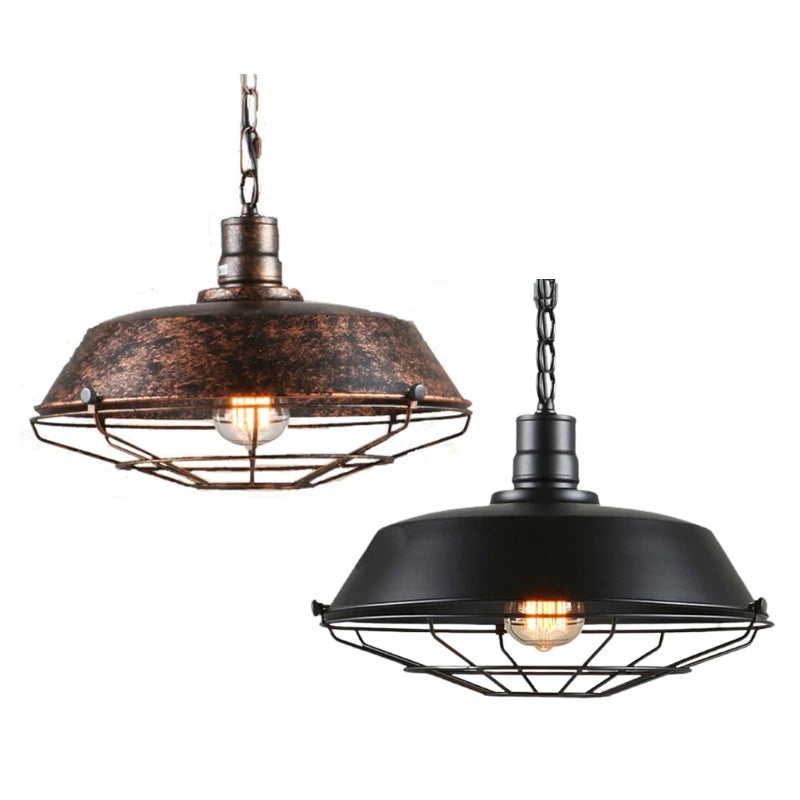 Loft Vintage Pendant Lamp | 11.02 x 10.23 in | Industrial Ceiling Light | Iron Hanging Fixture | Black or Rusty | Brick by Brick