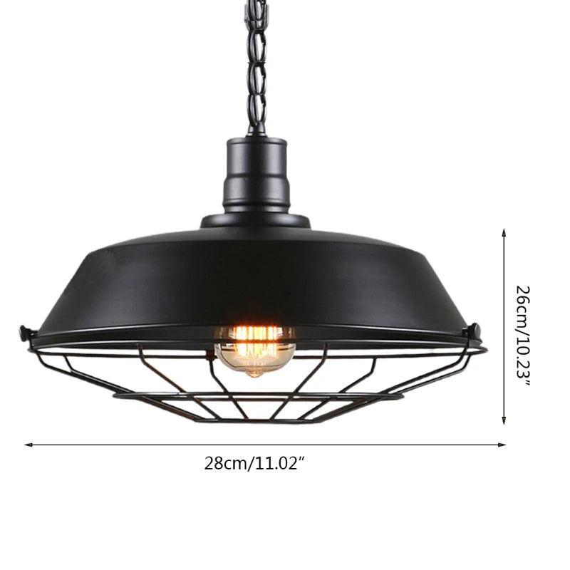 Loft Vintage Pendant Lamp | 11.02 x 10.23 in | Industrial Ceiling Light | Iron Hanging Fixture | Black or Rusty | Brick by Brick