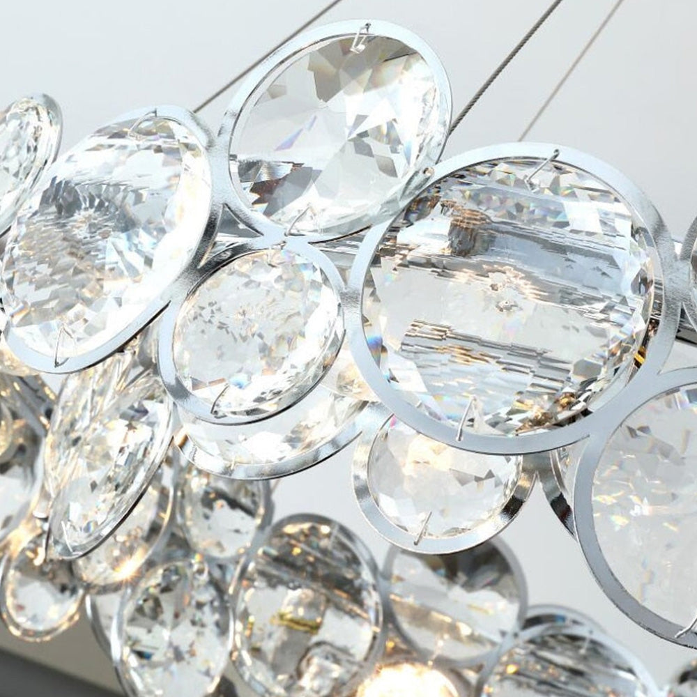 Crystal Chandelier | 22.8 in Modern Ceiling Light | Stainless Steel & Glass Artistic Lighting | Brick by Brick