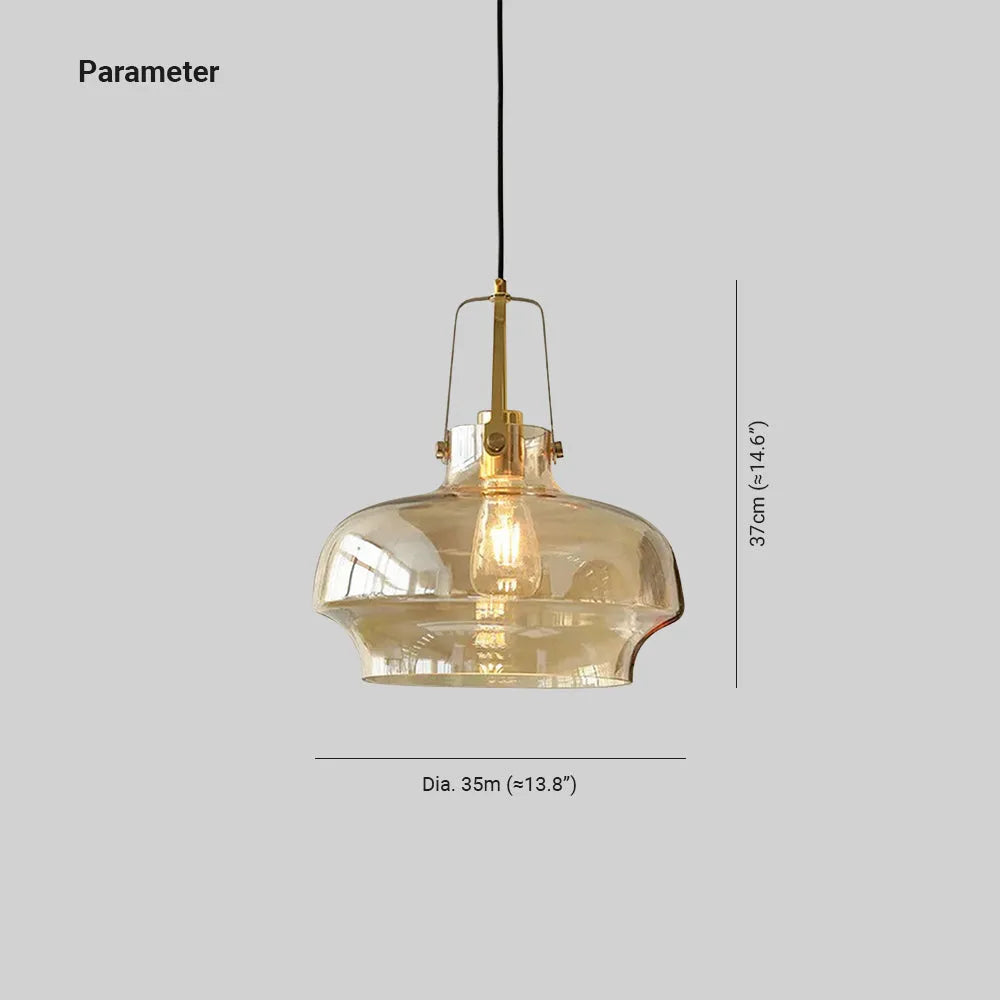 Modern Glass Pendant Light | 13.8 x 14.6 in | Unique Shaped Glass Shade | E27 Bulb | Adjustable Cord | Brick by Brick