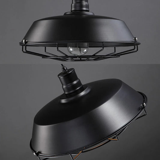 Loft Vintage Pendant Lamp | 11.02 x 10.23 in | Industrial Ceiling Light | Iron Hanging Fixture | Black or Rusty | Brick by Brick