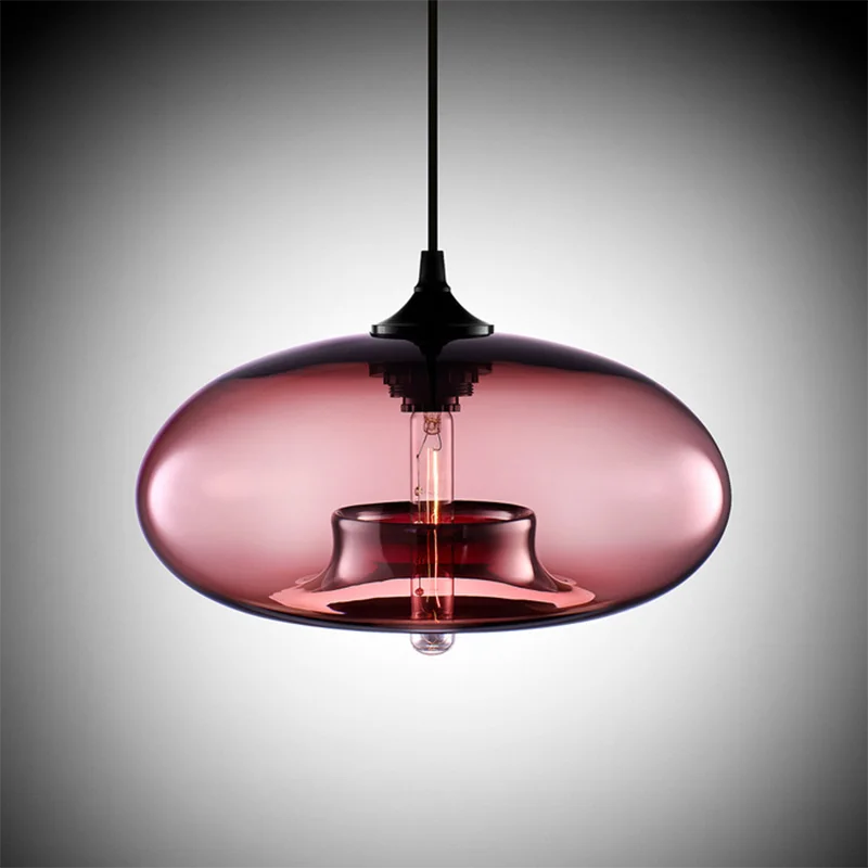 Nordic Glass Pendant Light | 11 x 6 in | Contemporary Hanging Ceiling Lamp | Colorful Fixture | Brick by Brick
