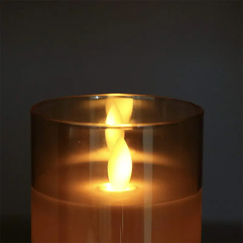 Flameless LED Candles | Table Lamp | 3-Piece Set | Realistic Flickering Glow | Metallic Finish | Brick by Brick
