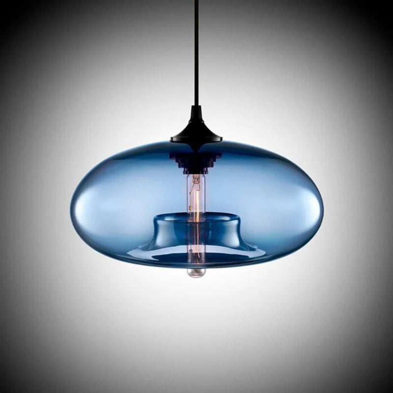 Nordic Glass Pendant Light | 11 x 6 in | Contemporary Hanging Ceiling Lamp | Colorful Fixture | Brick by Brick