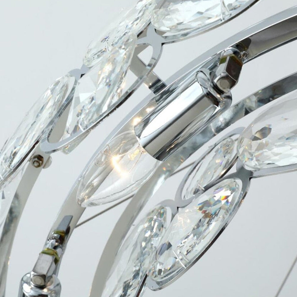 Crystal Chandelier | 22.8 in Modern Ceiling Light | Stainless Steel & Glass Artistic Lighting | Brick by Brick