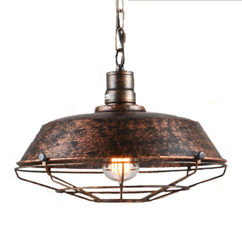 Loft Vintage Pendant Lamp | 11.02 x 10.23 in | Industrial Ceiling Light | Iron Hanging Fixture | Black or Rusty | Brick by Brick