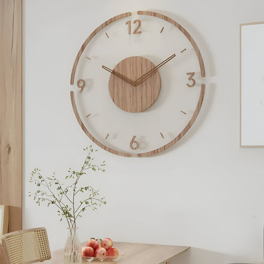 Silent Wall Clock | Clear Acrylic Face & Wood Frame | 12" or 14" | Noiseless Quartz Movement