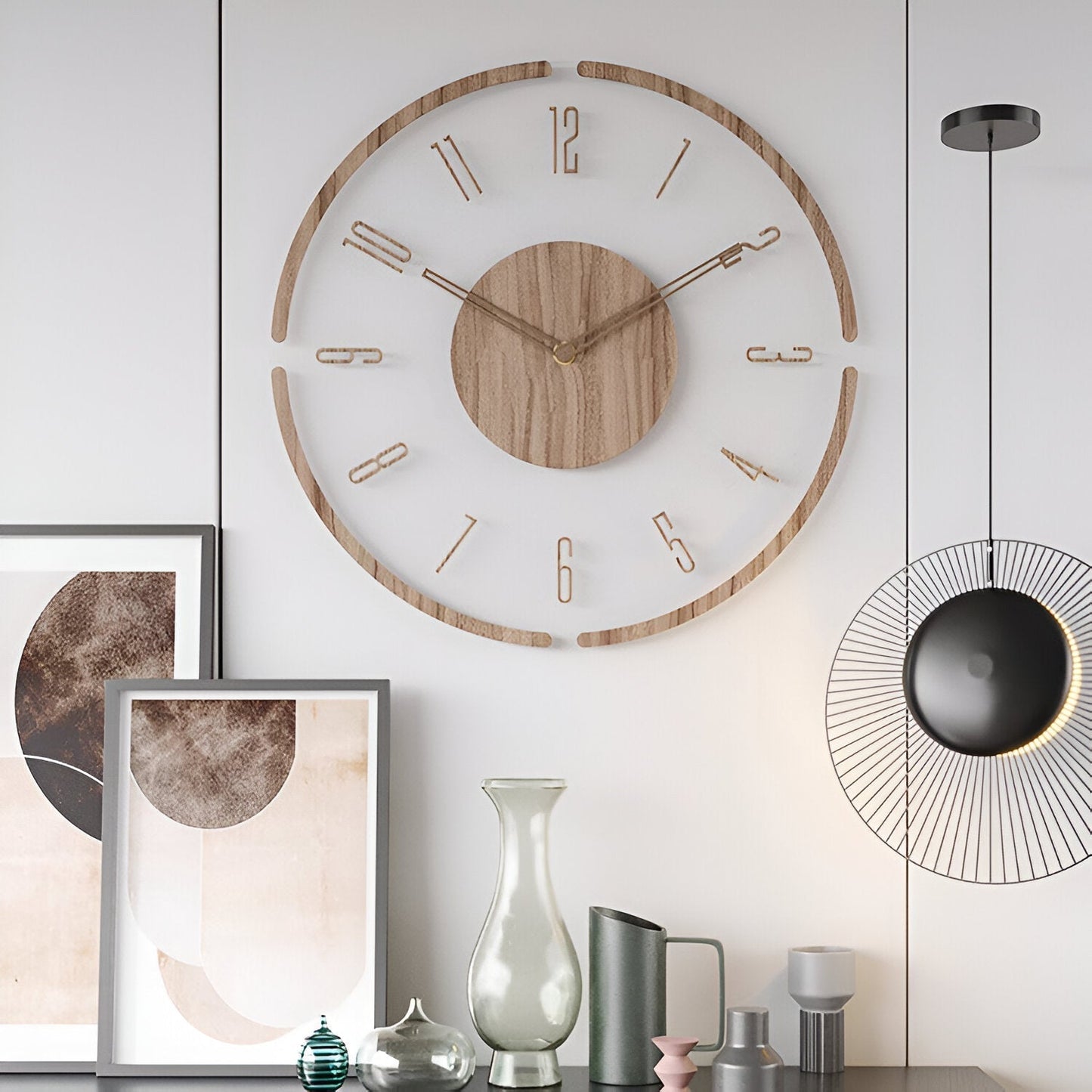 Silent Wall Clock | Clear Acrylic Face & Wood Frame | 12" or 14" | Noiseless Quartz Movement