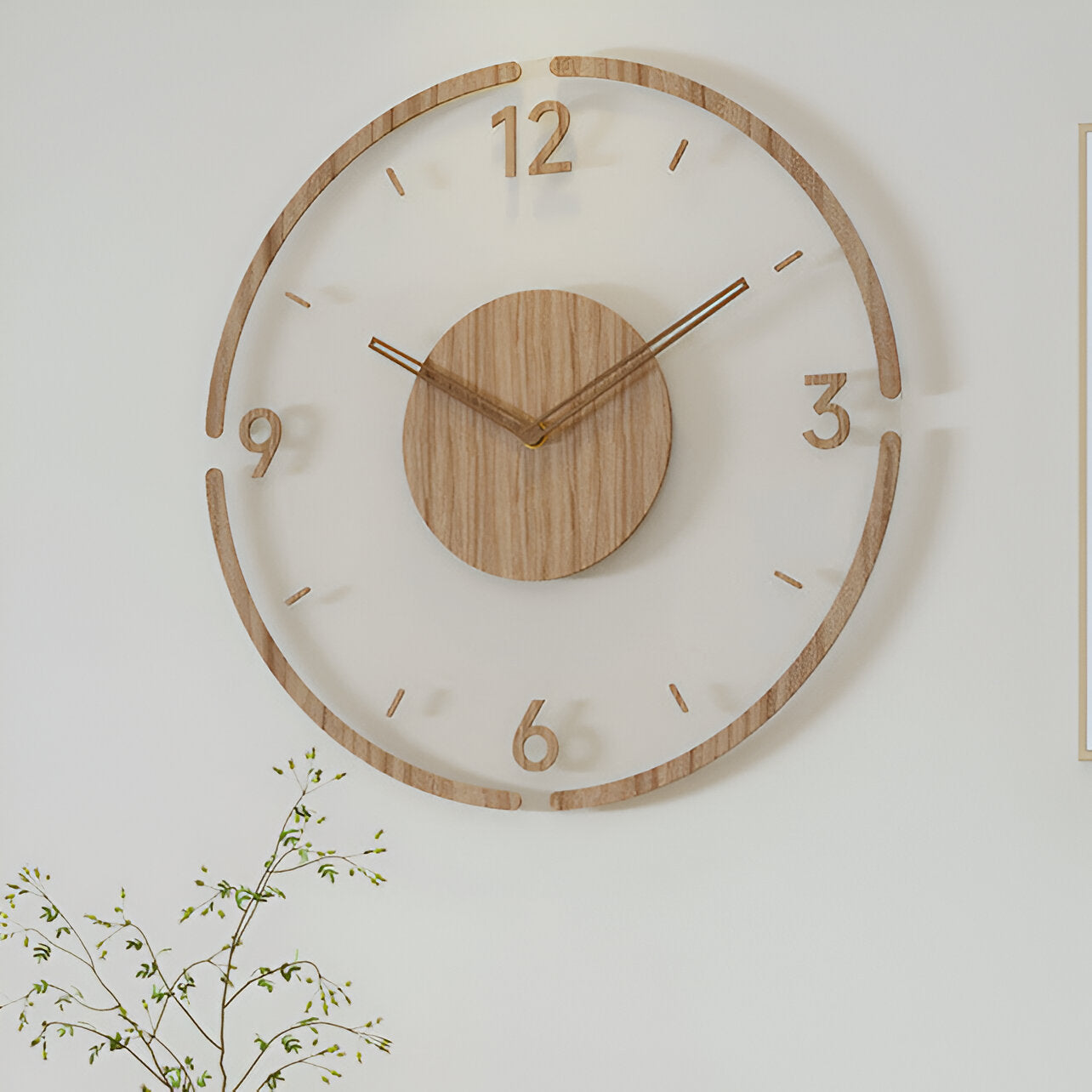 Silent Wall Clock | Clear Acrylic Face & Wood Frame | 12" or 14" | Noiseless Quartz Movement