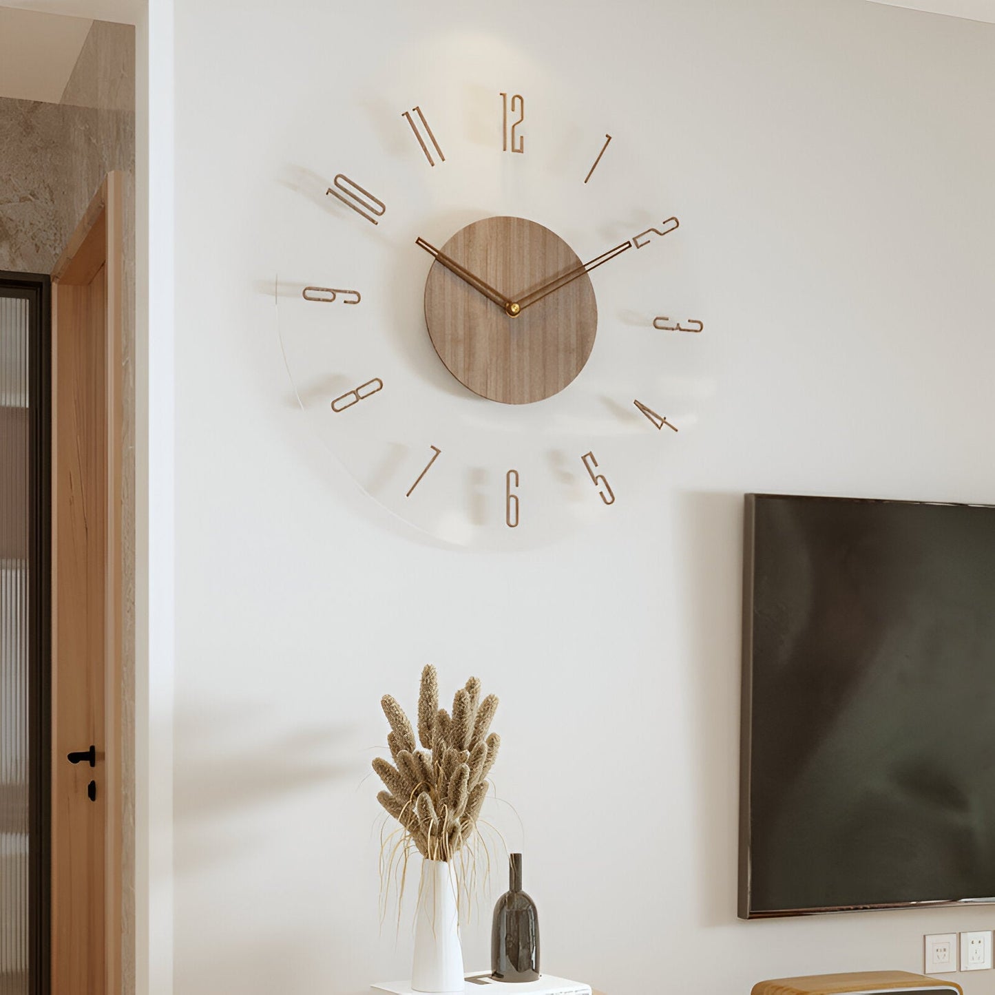 Silent Wall Clock | Clear Acrylic Face & Wood Frame | 12" or 14" | Noiseless Quartz Movement