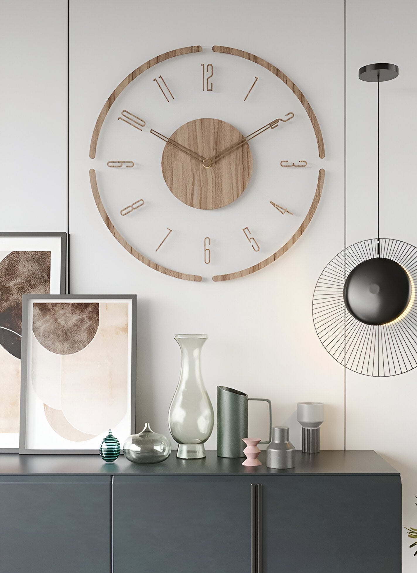 Silent Wall Clock | Clear Acrylic Face & Wood Frame | 12" or 14" | Noiseless Quartz Movement