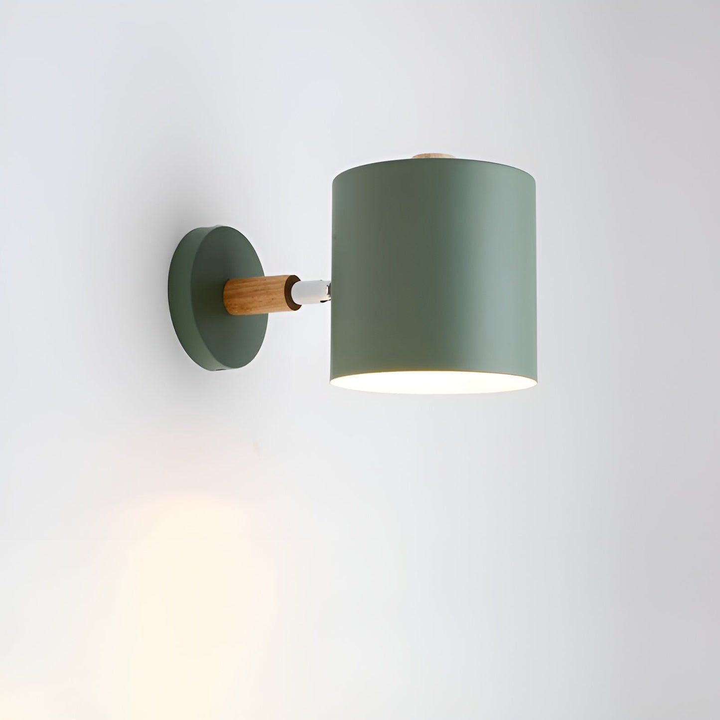 Scandinavian Wall Lamp | Adjustable 90° Light | Wood & Pastel Metal | Modern Bedroom Accent