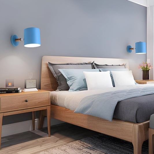 Scandinavian Wall Lamp | Adjustable 90° Light | Wood & Pastel Metal | Modern Bedroom Accent