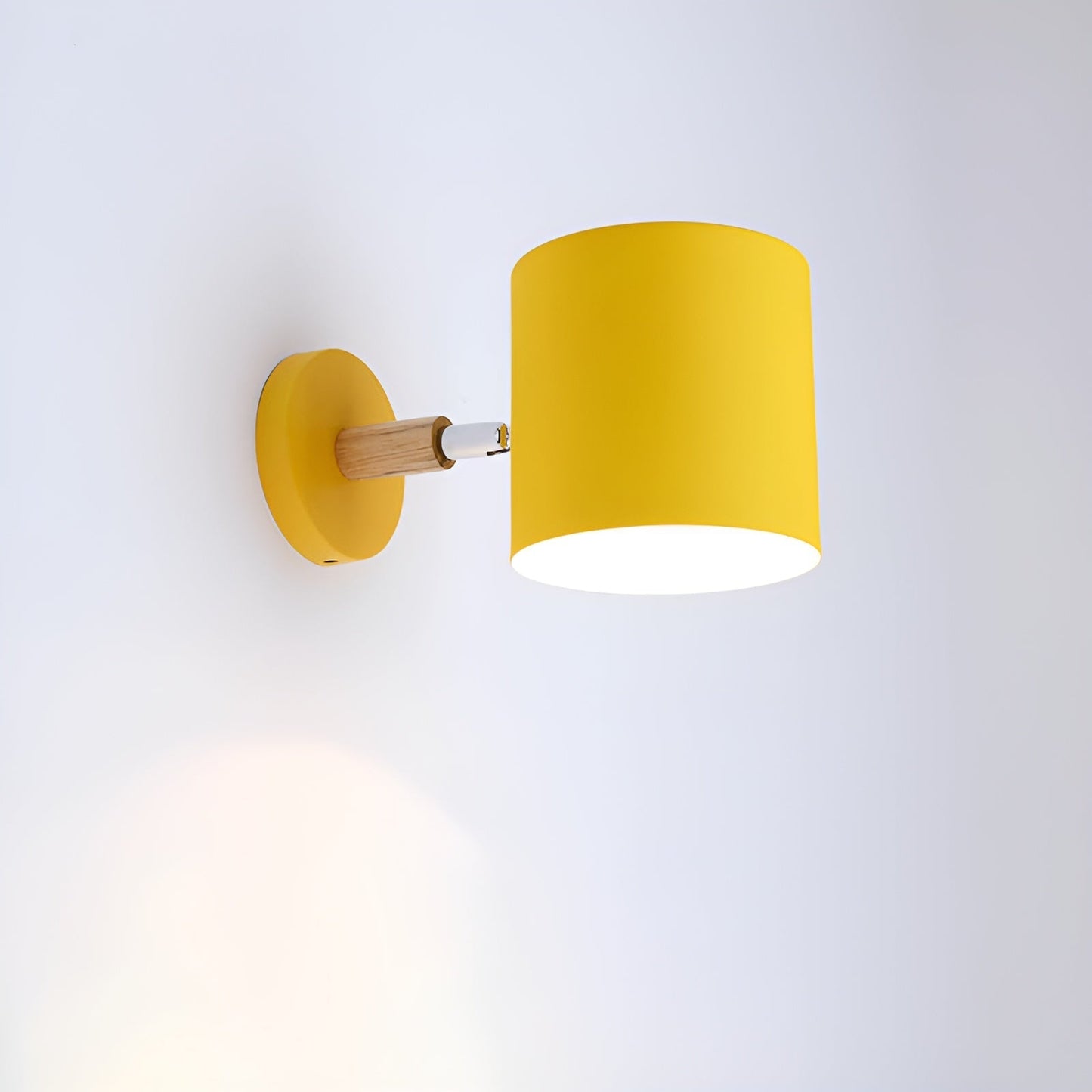 Scandinavian Wall Lamp | Adjustable 90° Light | Wood & Pastel Metal | Modern Bedroom Accent