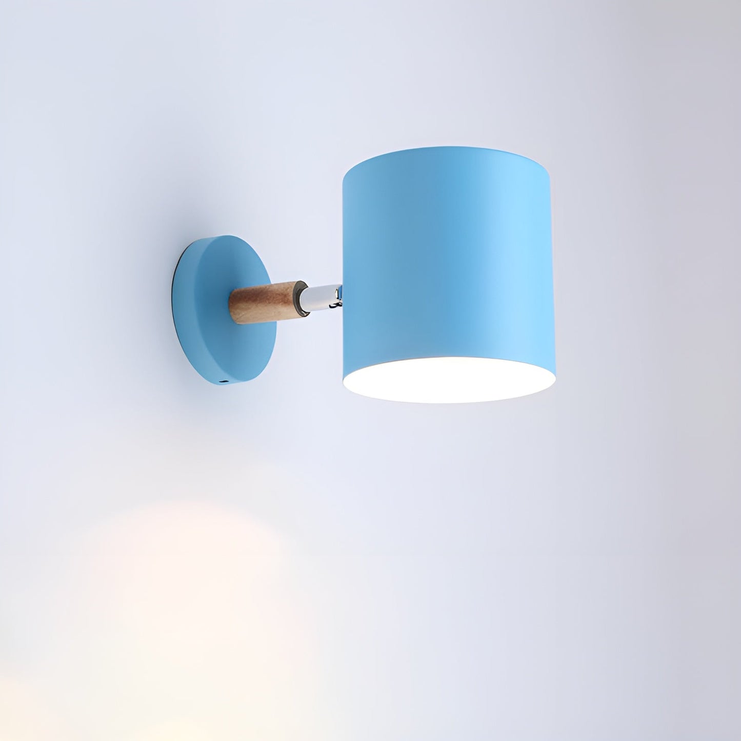 Scandinavian Wall Lamp | Adjustable 90° Light | Wood & Pastel Metal | Modern Bedroom Accent