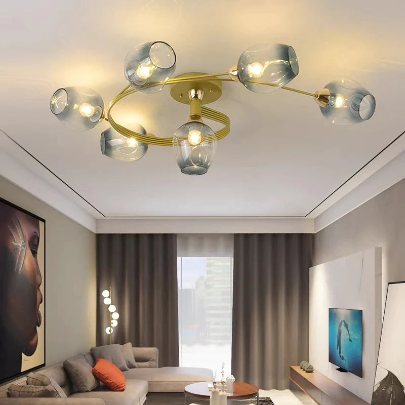 Nordic LED Pendant Chandelier | 29.5 or 36.6 in | Black or Gold Finish | Modern Glass Shade Design | Brick by Brick
