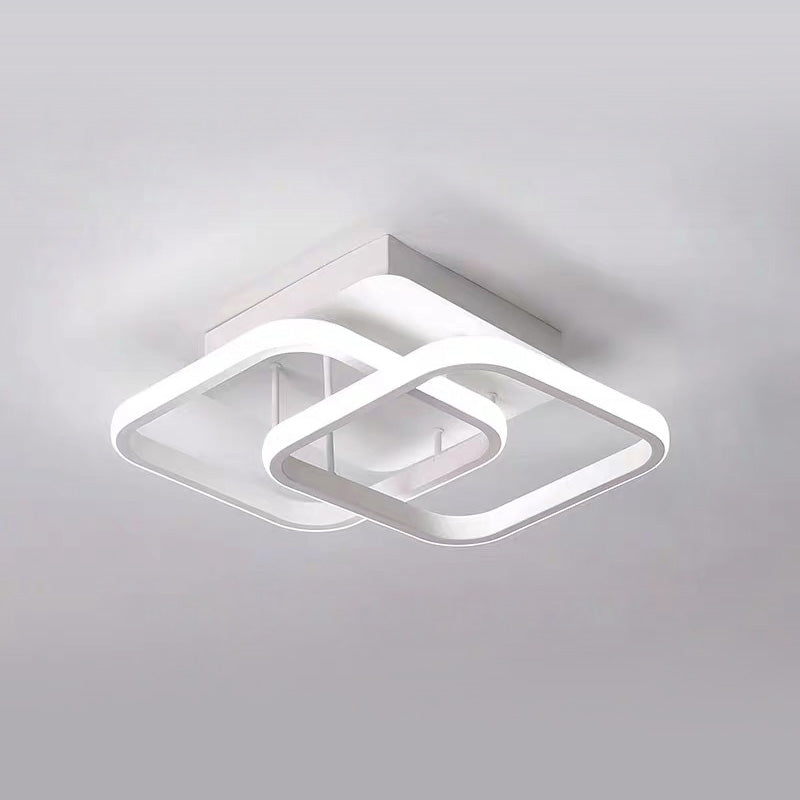 Metal White LED Ceiling Light | Iron & Acrylic | 9.5"–9.8"x4.72"-7.87" | Modern Minimalist Lighting | Brick by Brick