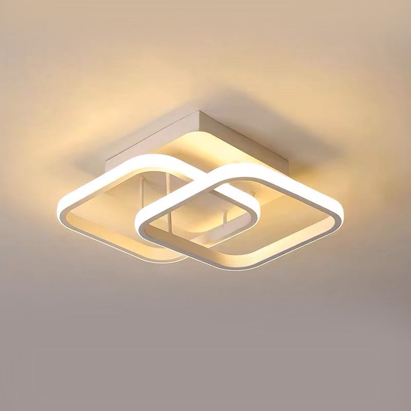 Metal White LED Ceiling Light | Iron & Acrylic | 9.5"–9.8"x4.72"-7.87" | Modern Minimalist Lighting | Brick by Brick