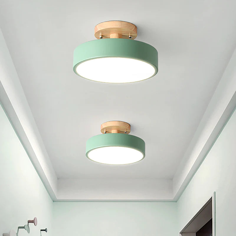Colorful Semi-flush LED Ceiling Light | 7.08×3.93 in | Modern Painted Wood & Hardware Fixture | Brick by Brick
