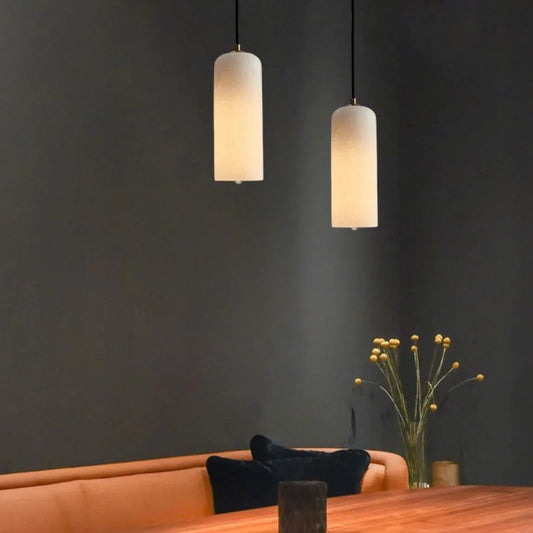 Alabaster Brass Pendant Light | Dia 3.9 x H 9.8 in / Dia 7.9 x H 59 in | Jade Minimalist Style | Metal Shade Accent | Brick by Brick