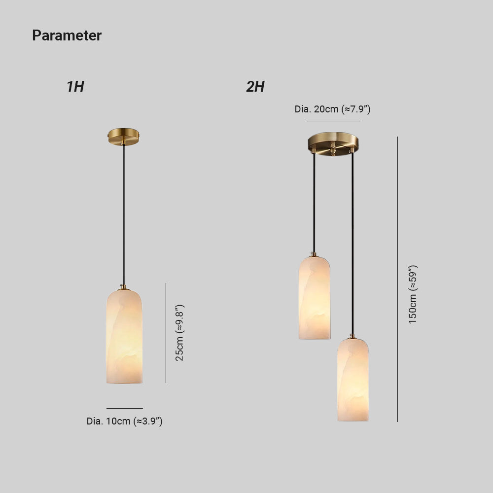 Alabaster Brass Pendant Light | Dia 3.9 x H 9.8 in / Dia 7.9 x H 59 in | Jade Minimalist Style | Metal Shade Accent | Brick by Brick