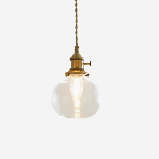 Clear Glass Globe Pendant Light | D5.3 - 5.9 in | Transparent Glass Shade + Brass Fit | Indoor Ceiling Light | Brick by Brick