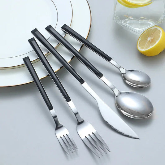 Katorari Cutlery Set | Elegant Dining Experience | Stainless Steel | Black Handles & High-Shine Finish | Brick by Brick London 1