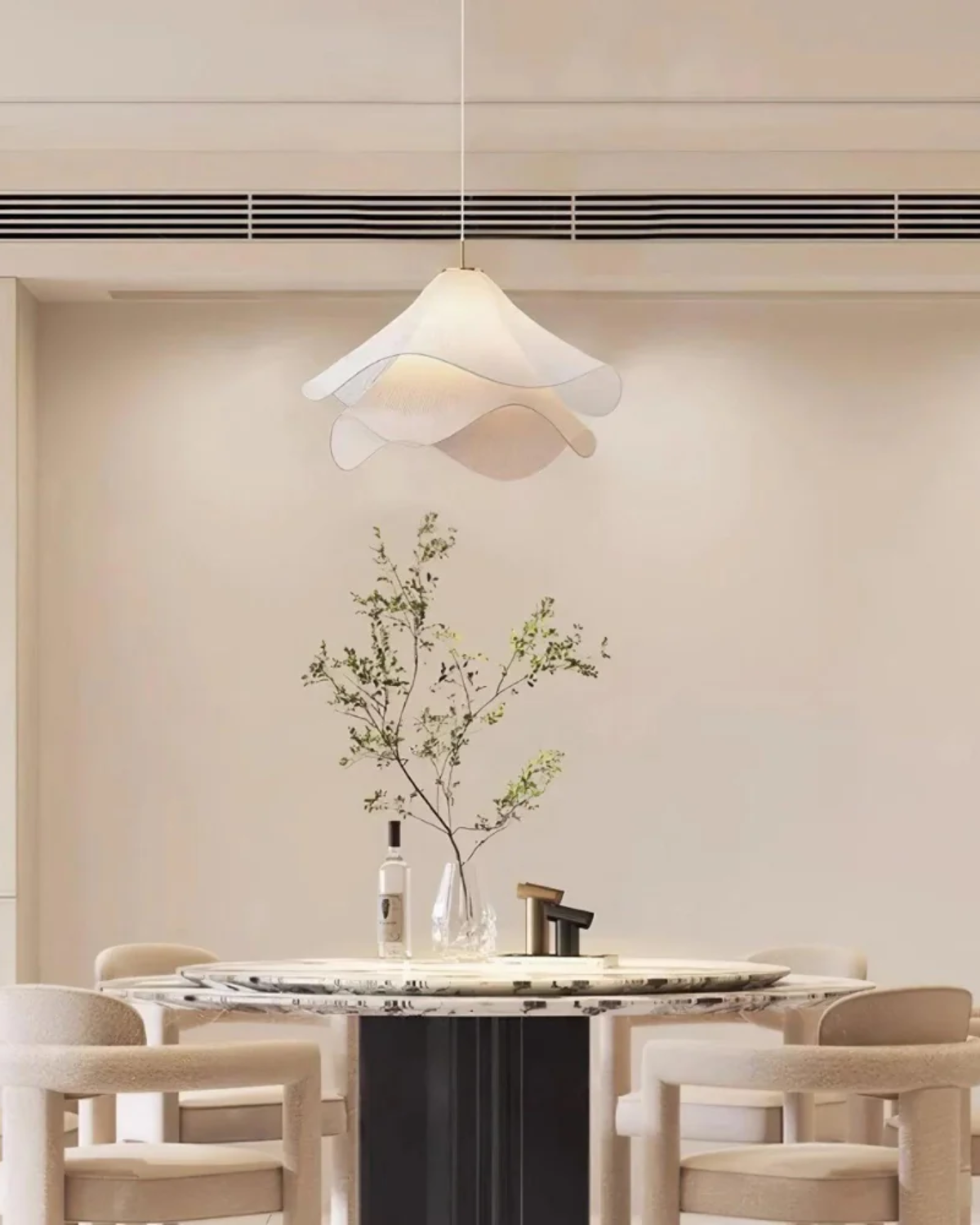 Soft Bloom Pendant Light | 16″–20″ Fabric Ceiling Lamp | Sculptural Ambience