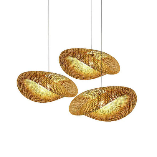 Bamboo Pendant Light | Dia 16 - 20 in | Woven Rattan Lamp | Natural Hanging Lighting | Brick by Brick