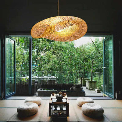 Bamboo Pendant Light | Dia 14 - 31 in | Woven Rattan Lamp | Natural Hanging Lighting | Brick by Brick