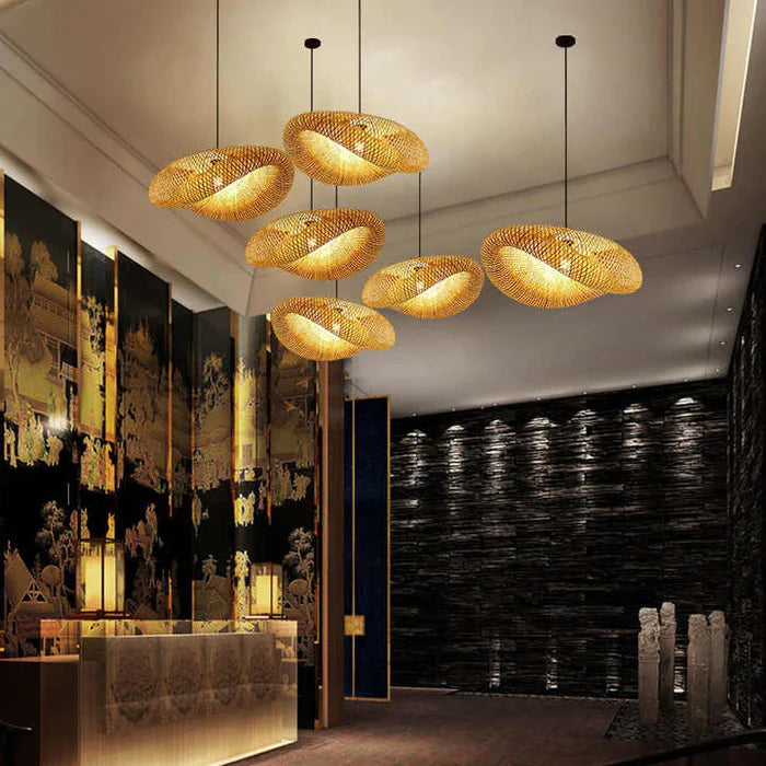 Bamboo Pendant Light | Dia 14 - 31 in | Woven Rattan Lamp | Natural Hanging Lighting | Brick by Brick