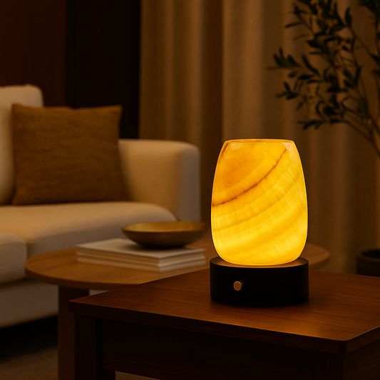 Marble Aromatherapy Lamp | 5 x 4 in | Solid Stone Diffuser | USB-C LED Night Light | Brick by Brick