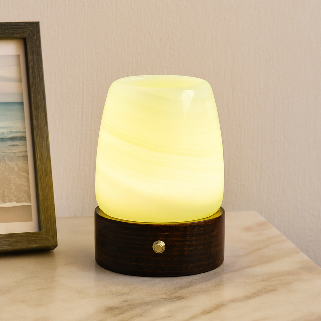 Marble Aromatherapy Lamp | 5 x 4 in | Solid Stone Diffuser | USB-C LED Night Light | Brick by Brick