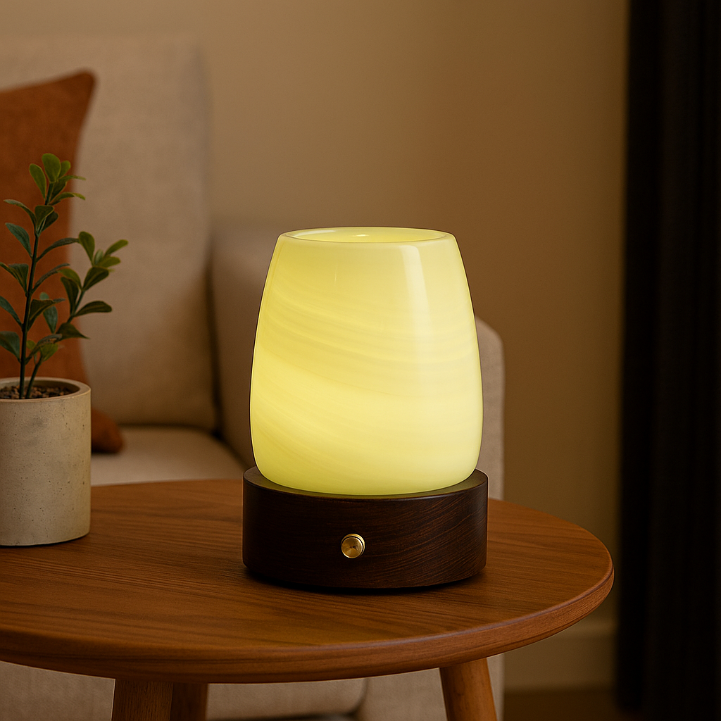 Marble Aromatherapy Lamp | 5 x 4 in | Solid Stone Diffuser | USB-C LED Night Light | Brick by Brick