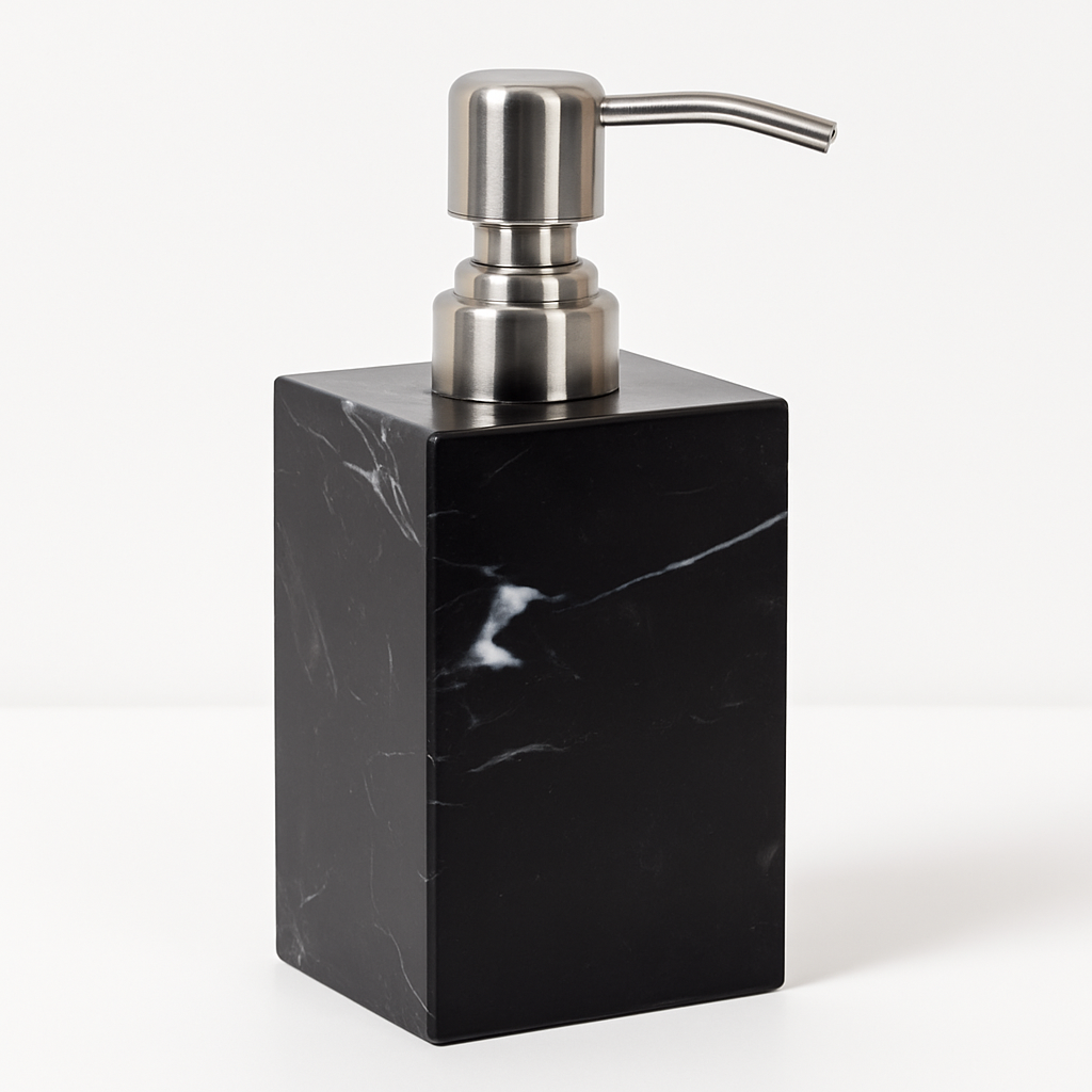 Marble Soap Dispenser | 2.8 in × 7.1 in | Solid Stone Base | Metal Pump | Brick by Brick