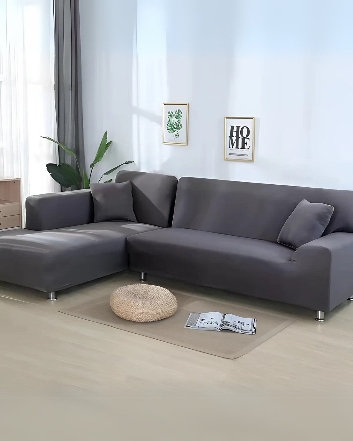 Elastic Sofa Slipcover | Corner, L-Shaped, U-Shaped | Soft Polyester Spandex | Durable Washable Cover | Brick by Brick