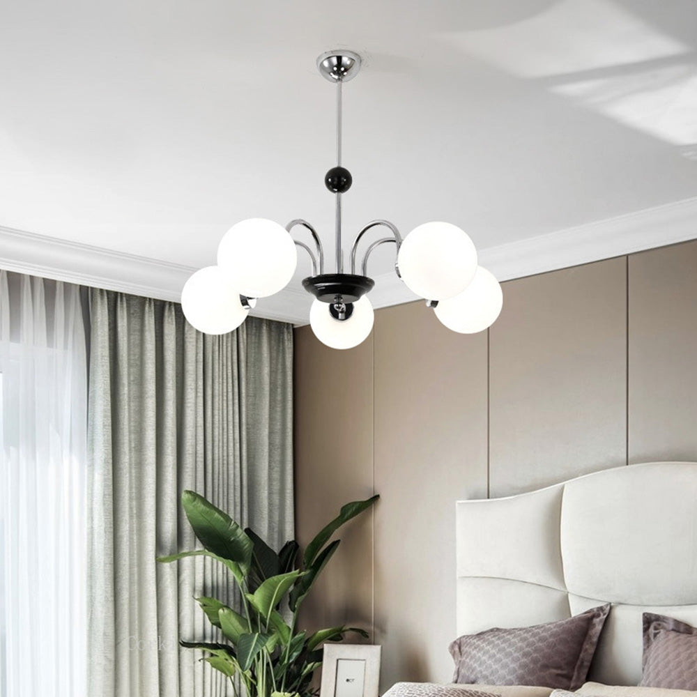 Modern Chrome Chandelier | Nordic Glass Ceiling Light | Contemporary Pendant Fixture | 220V–240V | Brick by Brick