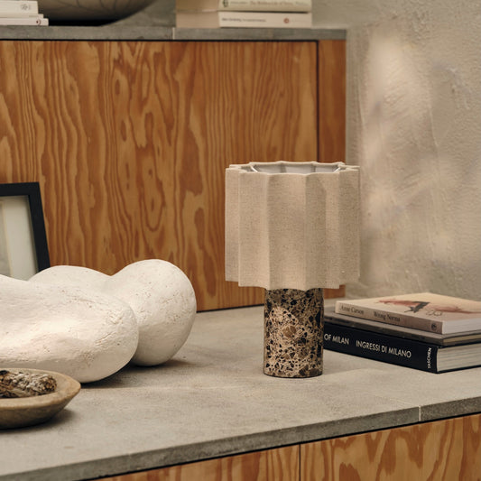 Malli Table Lamp | Cordless & Rechargeable | Bedside Light | Spanish Morola Marble | Touch Dimming | Brick by Brick London 1