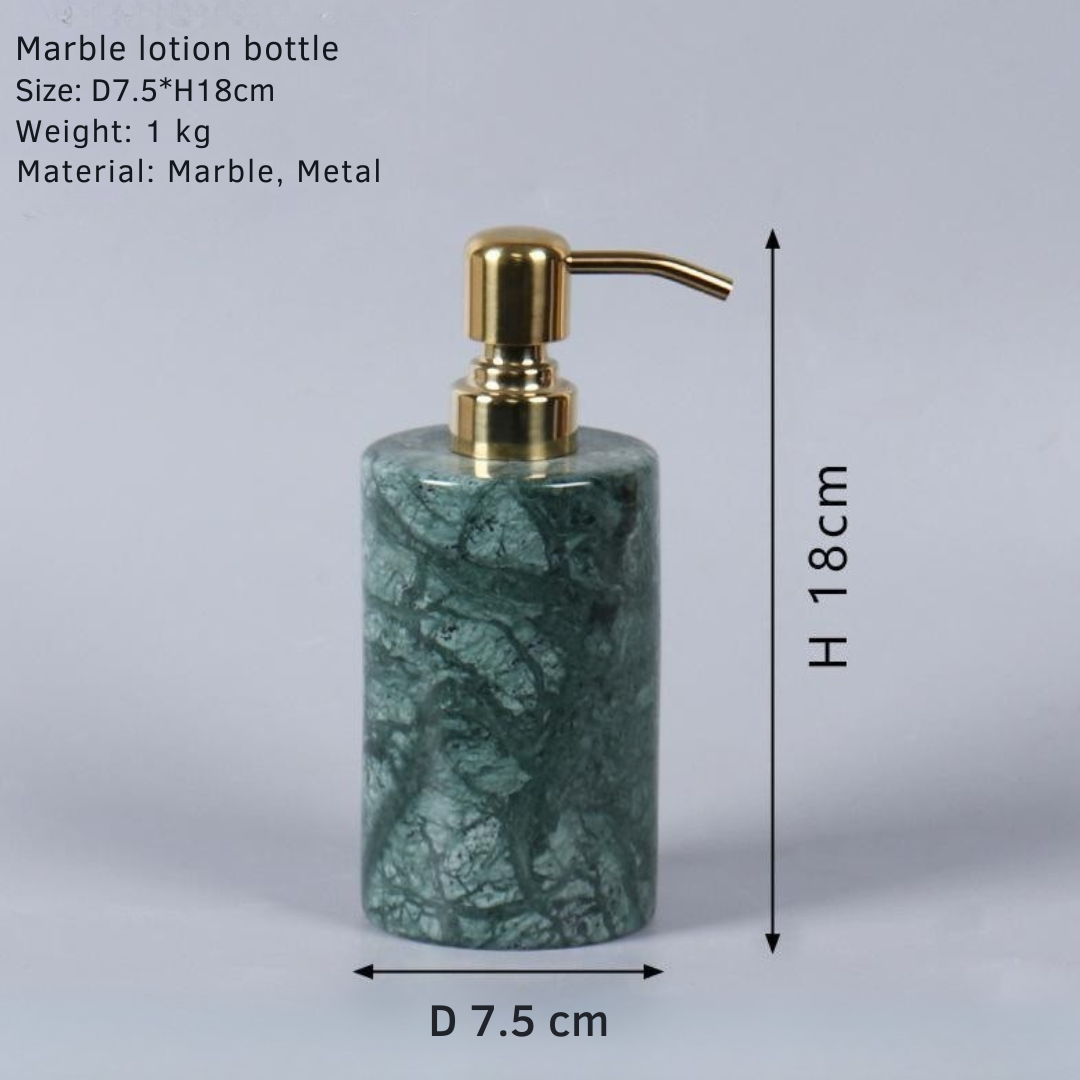Emerald Vein Marble Soap Dispenser | 3.0 x 7.1 in | Solid Stone | Luxury Pump | Brick by Brick