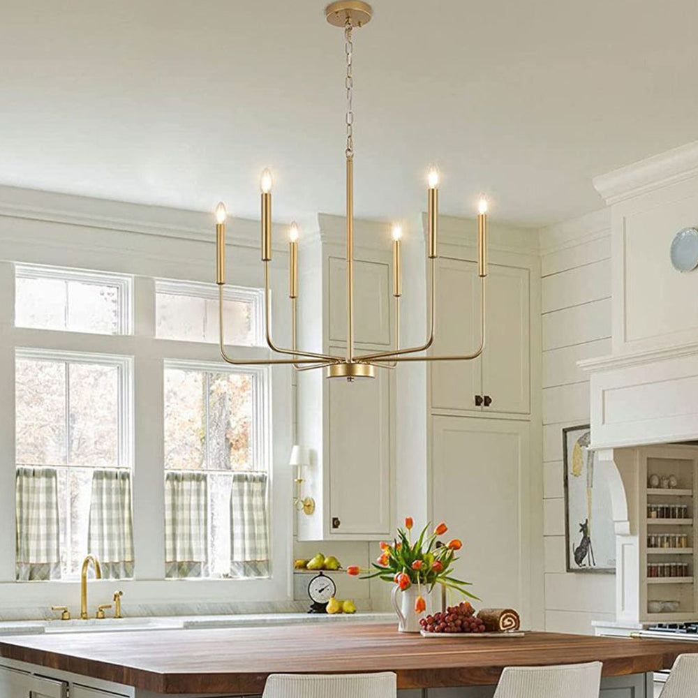 Modern Industrial Iron Chandelier | 6/8 Bulb Geometric Ceiling Light in Black or Gold | Brick by Brick
