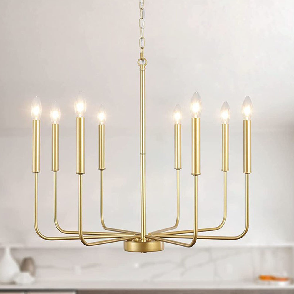 Modern Industrial Iron Chandelier | 6/8 Bulb Geometric Ceiling Light in Black or Gold | Brick by Brick